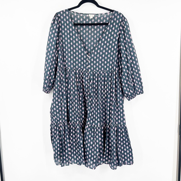 J. Crew Tiered Cotton Voile Beach Dress in Best Buds - Picture 1 of 7